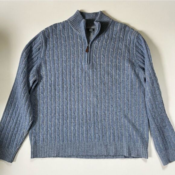 Amicale 100% Cashmere Plaited Cable Cashmere 1/4-Zip XXL - Picture 3 of 9